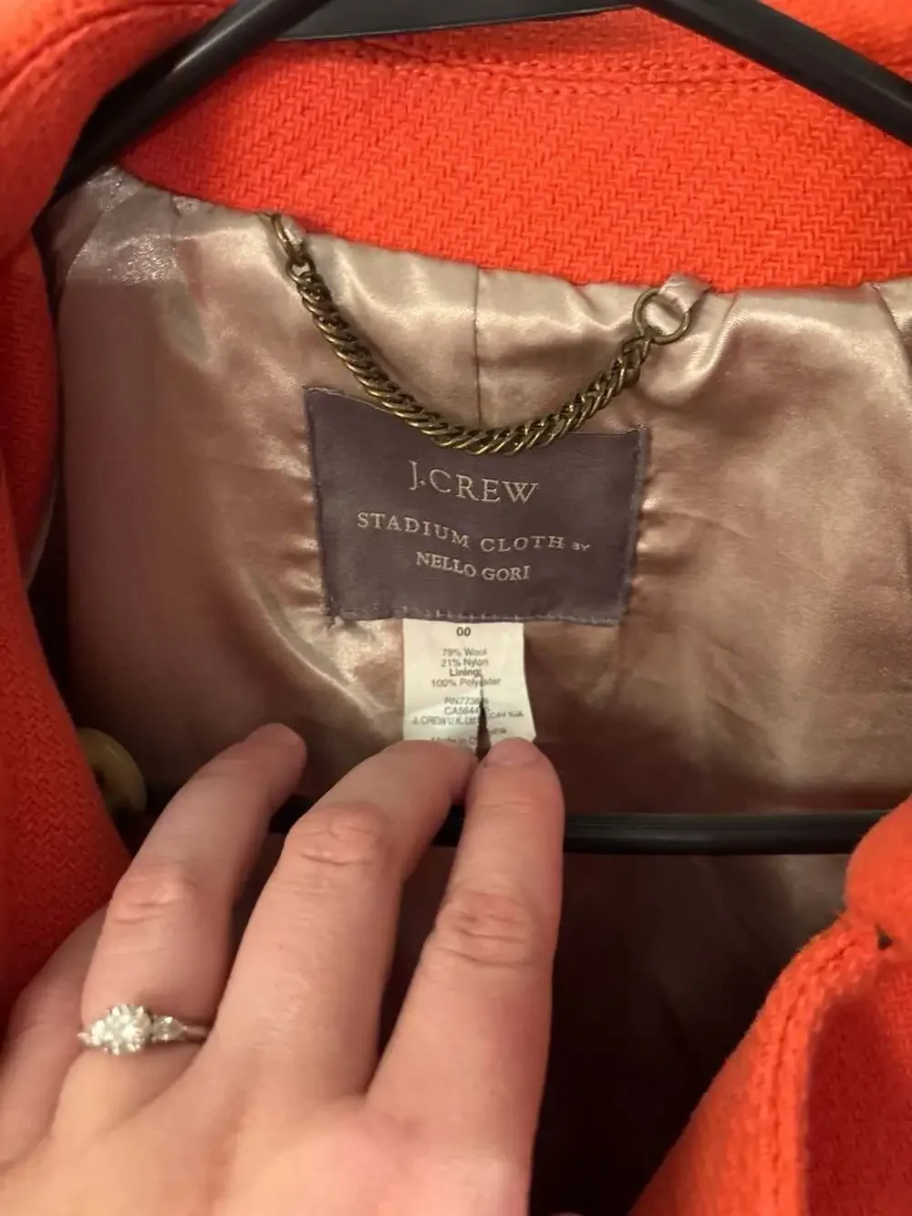 J.Crew Stadium Cloth by Nello Gori Coral Wool Belted Trench Peacoat Size 00 - Picture 2 of 2